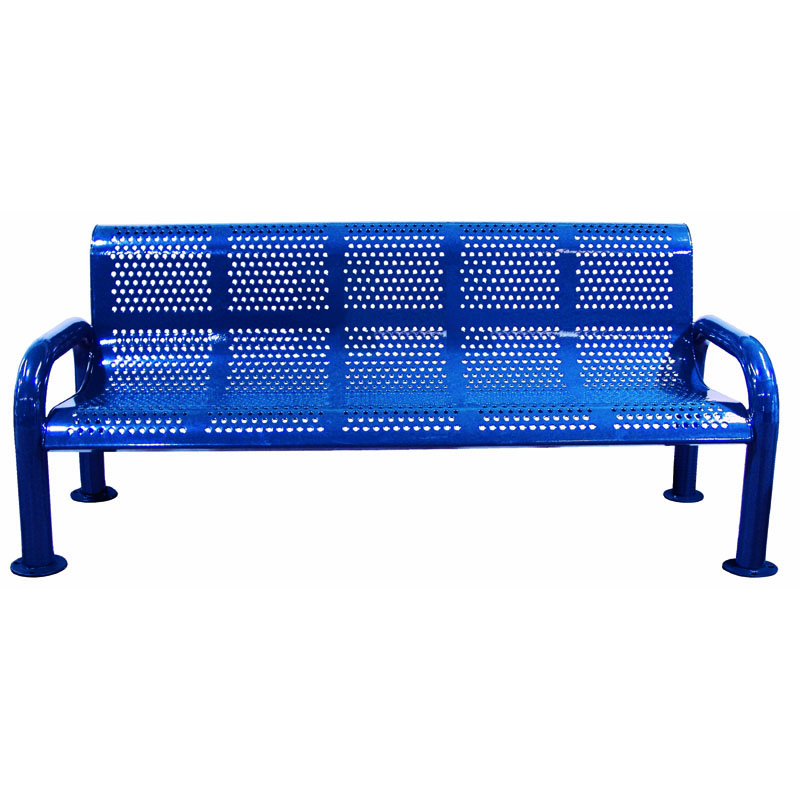 6' Perforated Metal Bench with Back, U-Leg