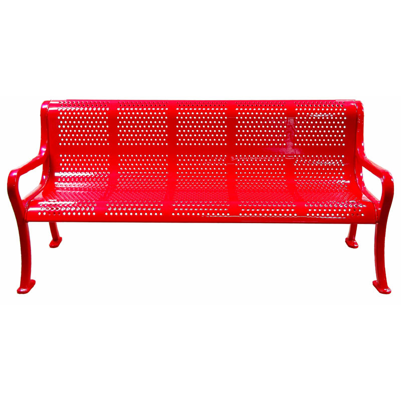 6' Roll Formed Perforated Metal Bench with Back