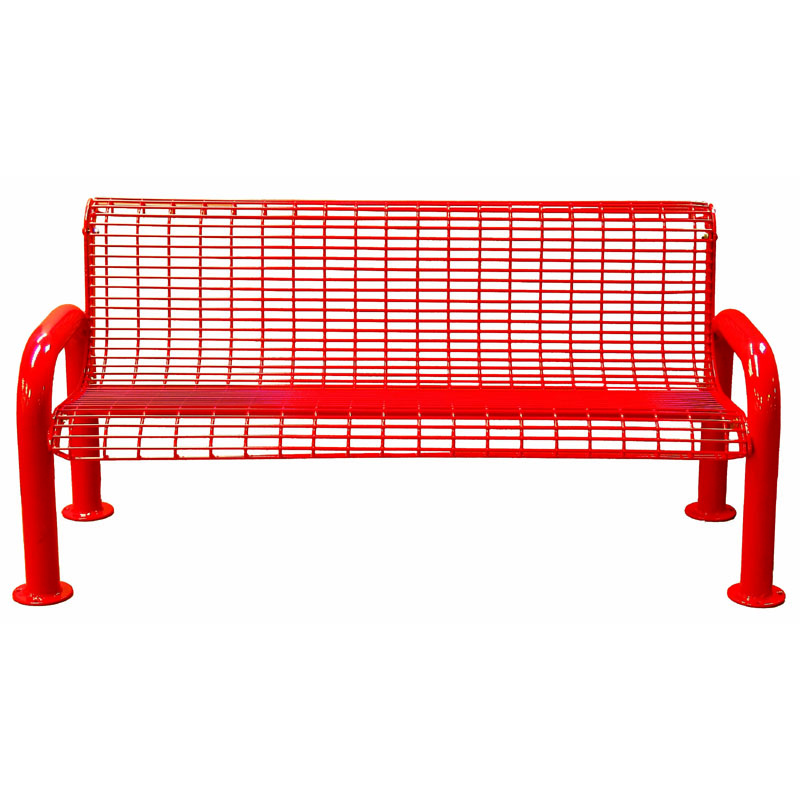 6' Wire Metal Bench with Back, U-Leg