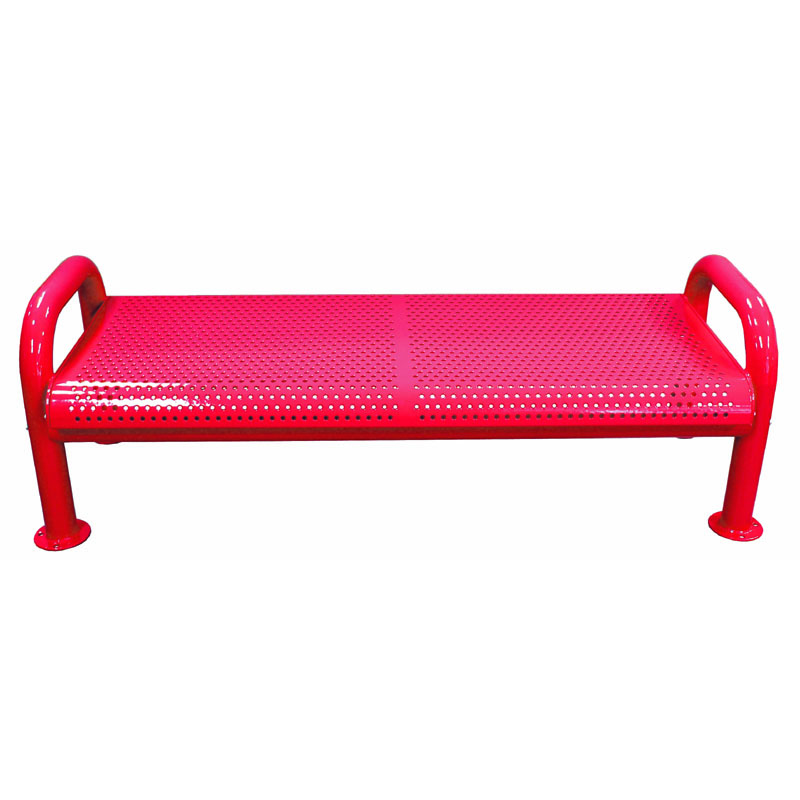 6' Perforated metal bench w/o back, U-Leg