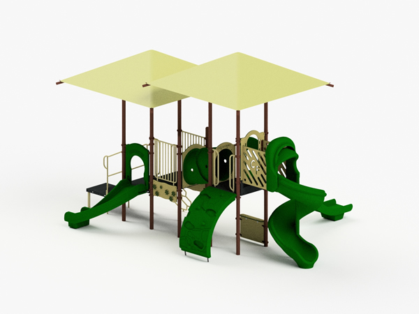 Quick Ship Playground Equipment Structure 4 With Shade