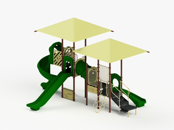 Quick Ship Playground Equipment Structure 4 With Shade