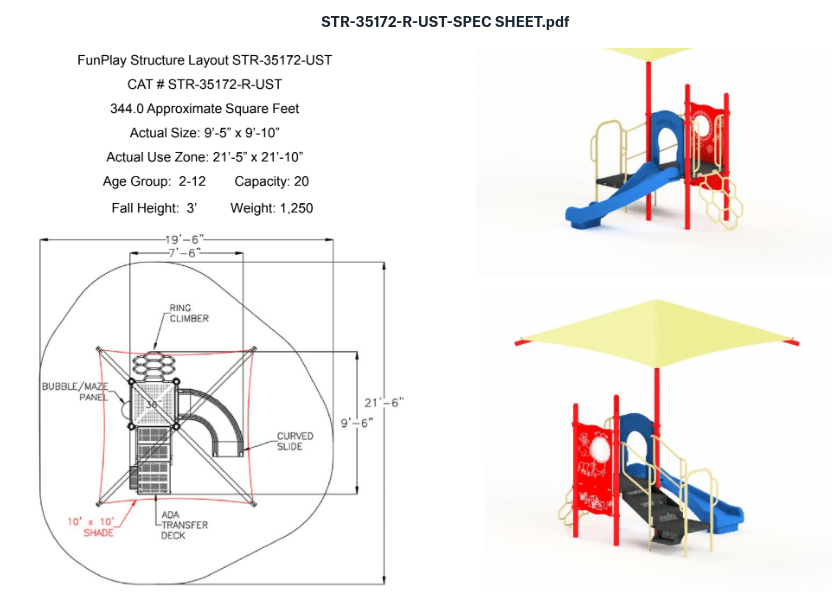 Quick Ship Playground Equipment Structure 1 Shade