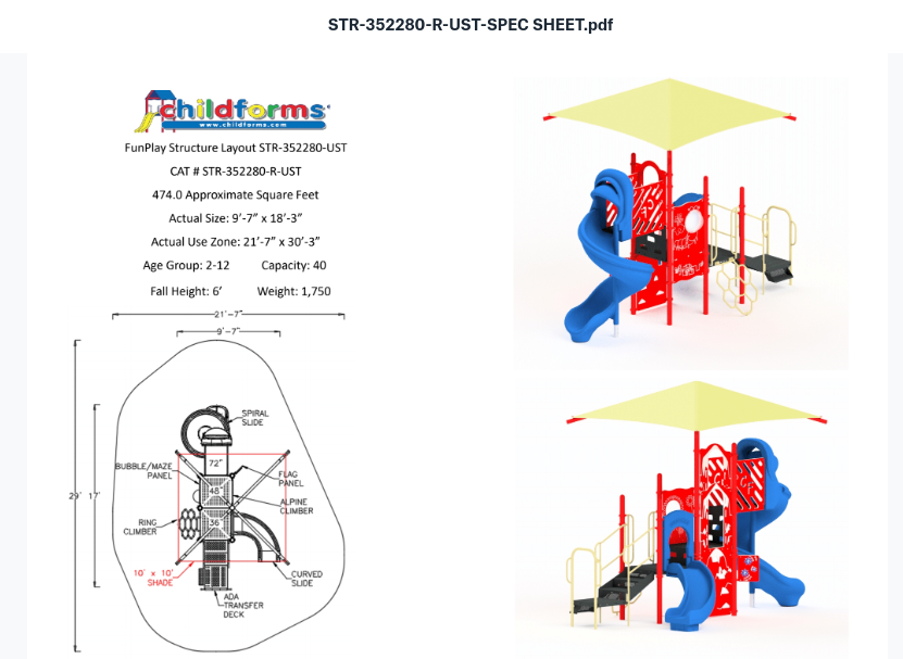 Quick Ship Playground Equipment Structure 3 Shade