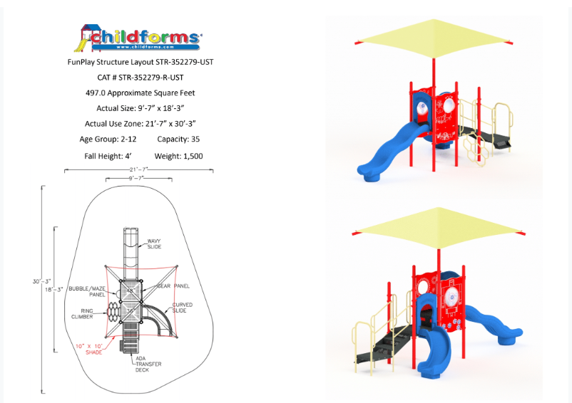 Quick Ship Playground Equipment Structure 2 Shade