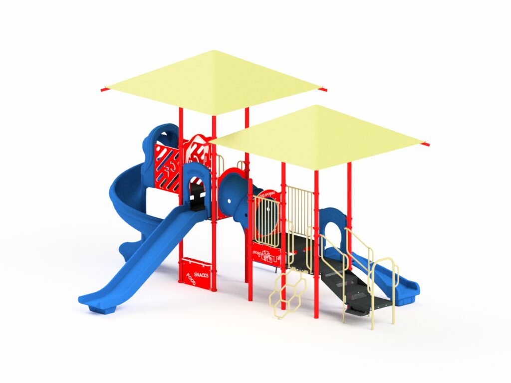 Quick Ship Playground Equipment Structure 4 With Shade